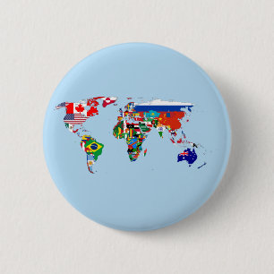 wereldkaart van vlaggen ronde button 5,7 cm