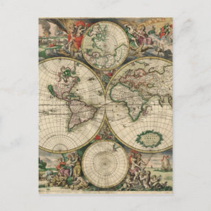 wereldkaart vanaf 1689 briefkaart