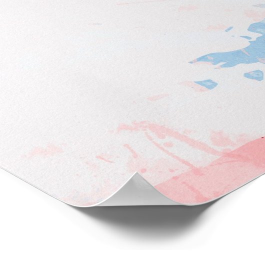 Wereldkaart Verf Splashes Poster (Hoek)