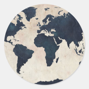 Wereldkaart verharde zeemacht ronde sticker
