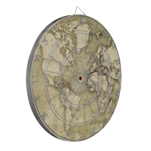 Wereldkaart verwerkt papier dartbord (Voorkant Links)