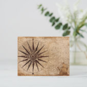 Wereldkaart Verzendtijd compass Sailing Ship Disco Briefkaart (Staand voorkant)