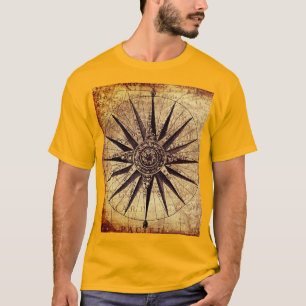 Wereldkaart Verzendtijd compass Sailing Ship Disco T-shirt