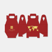 Wereldkaart voor rood en goud bestemming chinese b bedankdoosjes (Uitgevouwen)