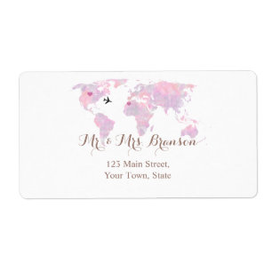 Wereldkaart voor Waterverf van weduwenreis op best Etiket