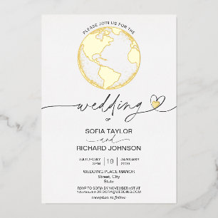 Wereldkaart voor weddenschappen folie uitnodiging
