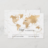 Wereldkaart voor weduwenbestemming Gold verwisselb RSVP Kaartje (Voorkant / Achterkant)
