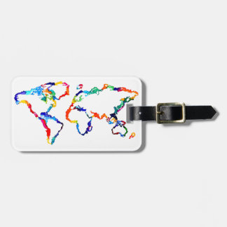 Wereldkaart waterverf bagagelabel