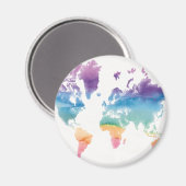 Wereldkaart waterverf magneet (Voorkant / Achterkant)