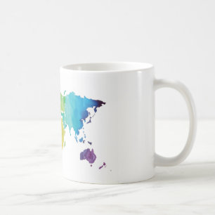 Wereldkaart waterverf - Mok