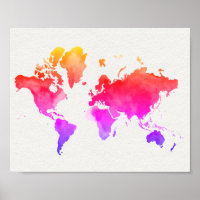 Wereldkaart Waterverf Regenboog