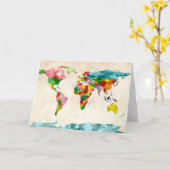 Wereldkaart Waterverven Kaart (Gele Bloem)