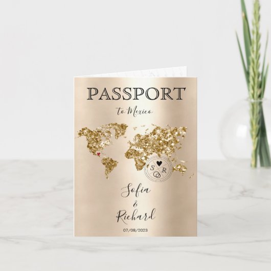 Wereldkaart Wedding Destination Passport Mexico (Voorkant)