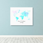 Wereldkaart Wedding Guest Book Alternative Canvas Afdruk (Insitu (Houten vloer))