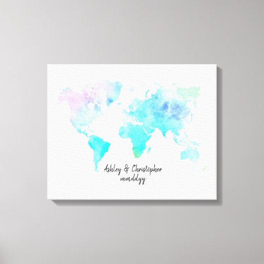 Wereldkaart Wedding Guest Book Alternative Canvas Afdruk (Voorkant)