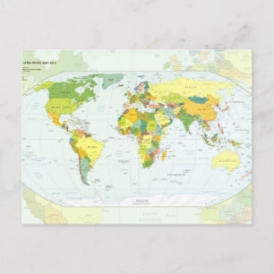 Wereldkaart Wereldbol Landatlas Briefkaart