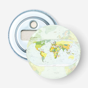 Wereldkaart Wereldbol Landatlas Button Flesopener