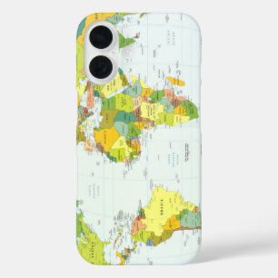 Wereldkaart Wereldbol Landatlas iPhone 16 Hoesje