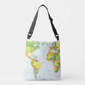 Wereldkaart Wereldbol Landatlas Crossbody Tas (Voorkant)