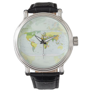 Wereldkaart Wereldbol Landatlas Horloge