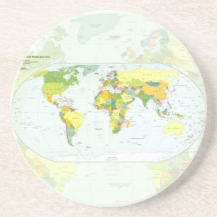 Wereldkaart Wereldbol Landatlas Zandsteen Onderzetter