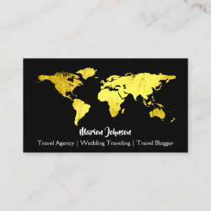 Wereldkaart Wereldbol Map met zwarte Gold Logo Visitekaartje