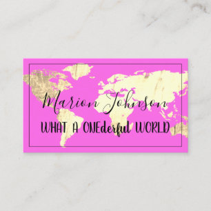 wereldkaart Wereldbol Map Travel Agency Gold Pinky Visitekaartje