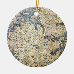 Wereldkaart Wereldkaart Venetiaanse monnik Fra Mau Keramisch Ornament