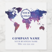 Wereldkaart Wijn Etiket (Enkel label)