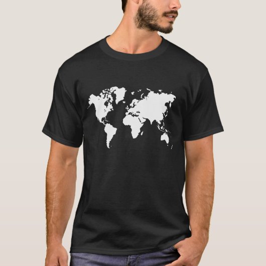Wereldkaart - wit t-shirt (Voorkant)