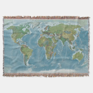 wereldkaart Woven Blanket - Earth Tones Deken