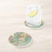  Wereldkaart Zandsteen Onderzetter (Zijkant)