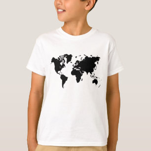 Wereldkaart - zwart t-shirt