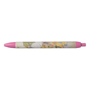 wereldkaart zwarte inkt pen