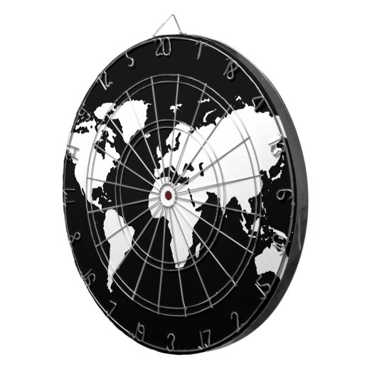 wereldkaarten ~ aanpasbare kleur dartbord (Voorkant Rechts)