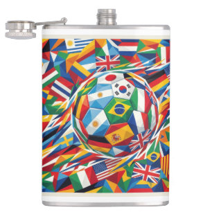 Wereldkampioenschap 2026 Landen Vlag Voetbal Glas Heupfles