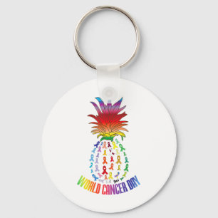 Wereldkankerdag bewustzijn zinnen Ananas Sleutelhanger