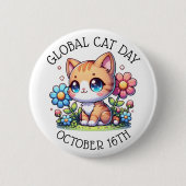 Wereldkattendag 16 oktober ronde button 5,7 cm (Voorkant)