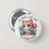 Wereldkattendag 16 oktober ronde button 5,7 cm (Voorkant /achterkant)
