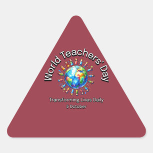 Wereldlerarendag. Het transformeren van levens dag Driehoek Sticker