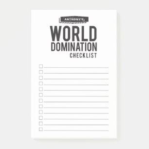 Wereldlijst voor dominantie Funny Custom Name Post-it® Notes