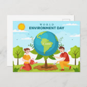 Wereldmilieudag aangepaste tekstplanetbomen briefkaart (Voorkant / Achterkant)