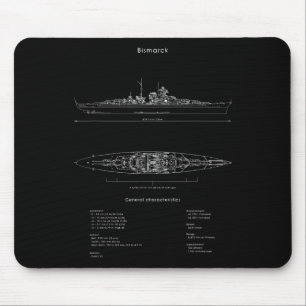 Wereldoorlog 2 Duits Bismarck Schip Model WW2 geve Muismat