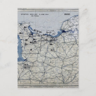 Wereldoorlog II D-Day Map 6 juni 1944 Briefkaart