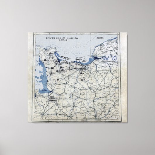 Wereldoorlog II D-Day Map 6 juni 1944 Canvas Afdruk (Voorkant)