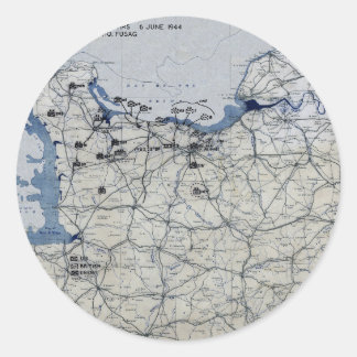 Wereldoorlog II D-Day Map 6 juni 1944 Ronde Sticker