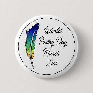 Wereldpoëzie 21 maart ronde button 5,7 cm