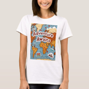 Wereldreis kaart met citaat t-shirt