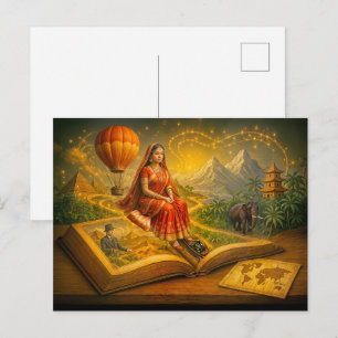 Wereldreis uit klassiek reisboek feestdagenkaart