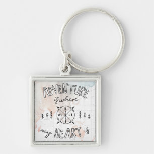 Wereldreiziger avontuur is waar mijn hart ligt sleutelhanger